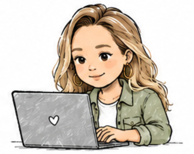 kimcodes character in front of a laptop