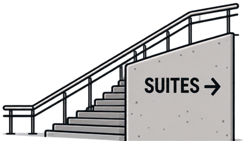 Stadium VIP suites entrance with a restricted access sign